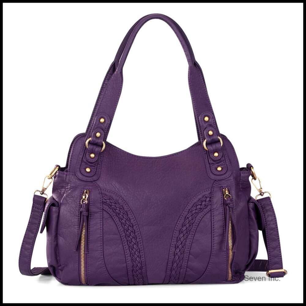 Washed Leather Hobo Bag Crossbody Strap Roomy Handbag Chic Elegant